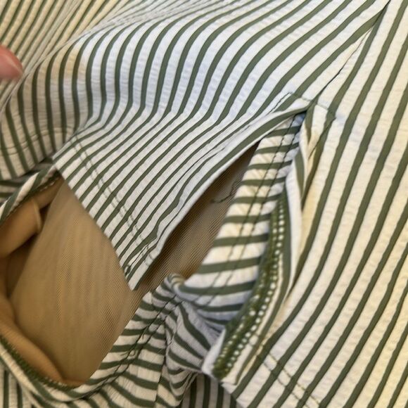 Lane Bryant | Cacique Swim Seersucker Stripe Hedge Green Balconette Top & Skirt - Picture 8 of 9